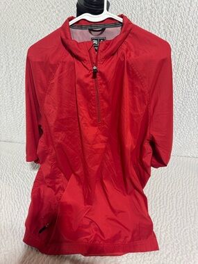 adidas Red Lightweight Half-Zip Shirt Jacket